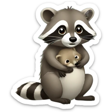 racoon hugging quokka sticker