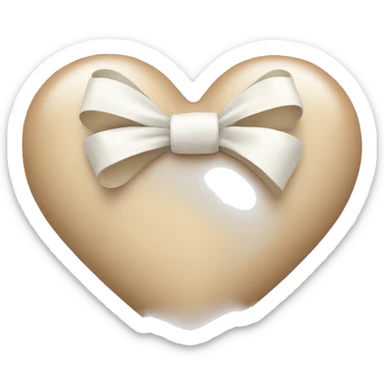 beige heart with white bow sticker