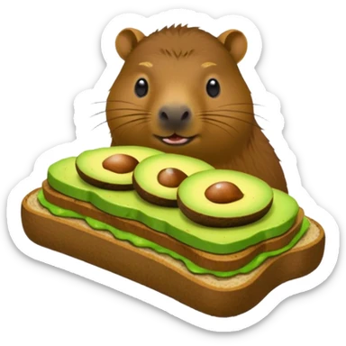 Capybara eating avocado toastc sticker