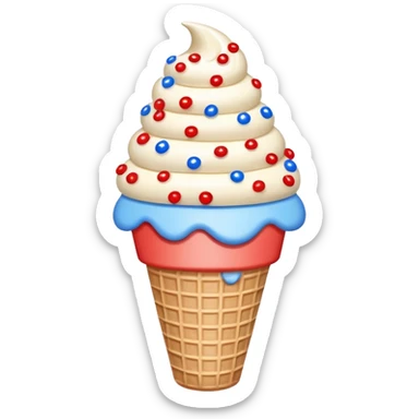 Red white and blue sprinkles on ice cream cone sticker