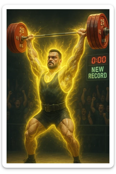 Powerlifter in gara che fa record grazie alla sua "PCT" sticker