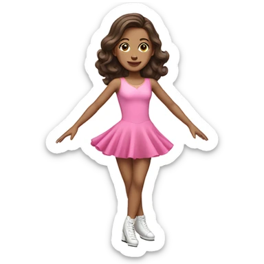 brunette figure skater pink dress sticker