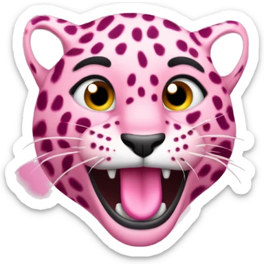 Pink leopard winking his eye and sticking out his tongue   sticker