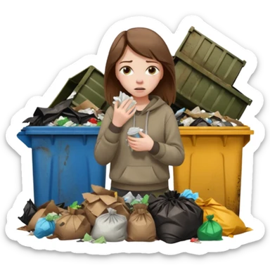 brown haired girl who smells like garbage with it around her sticker