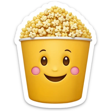 Smiling Emoji with 👀 for eyes and is eating popcorn 🍿 sticker