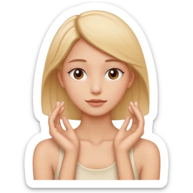 a bust of a person with both their hands around their neck sticker