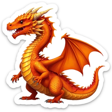 Fire dragon breathing, with an orange sunset background, detailed, digital sticker