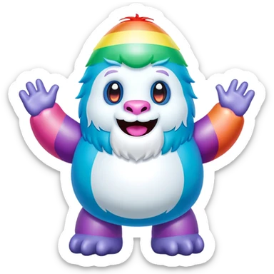 easter rainbow inflatable bouncy yeti sticker