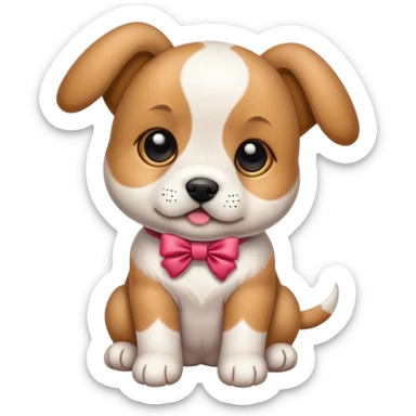 Puppy with bow on both ear sticker