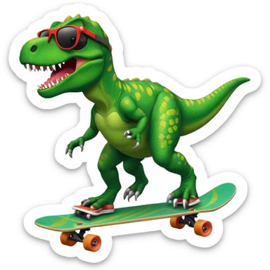 T rex riding a skateboard with sunglasses  sticker