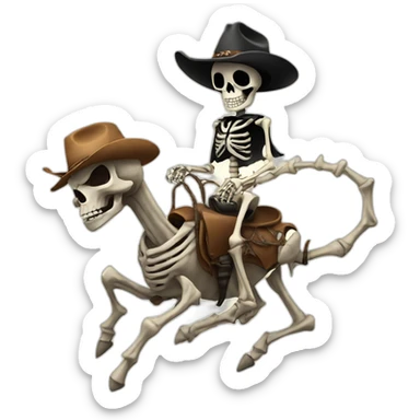 a skeleton cowboy riding a spider sticker