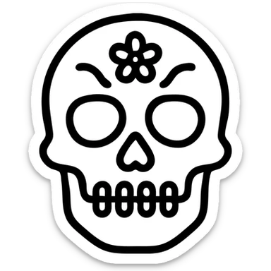 calavera con una X roja detrás, estilo icónico sticker