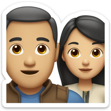 White dad, Asian mom with black hair with red highlights, asian/hispanic daughter with brown hair and blonde highlights sticker