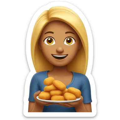 Girl eating chicken nuggets sticker