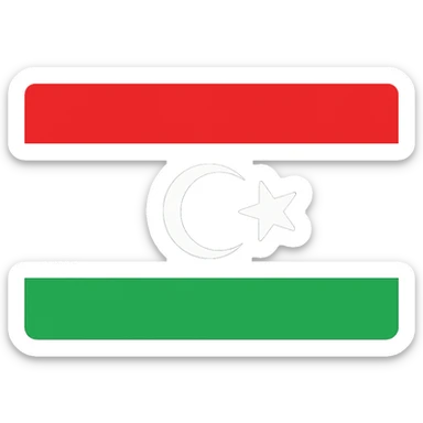 national flag of Libya with three horizontal stripes red black green and a white crescent and star in the center of the black stripe clean flat icon style sticker