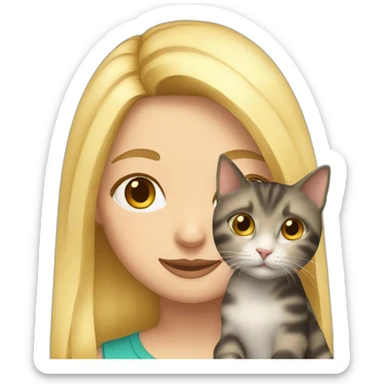 Blonde girl with calico cat sticker