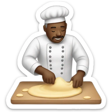 man kneadin a dough sticker