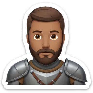 brown knight with beard, grey armor sticker