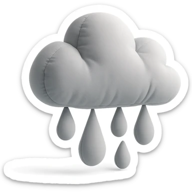 rain cloud with raindrops, plush cushion style sticker
