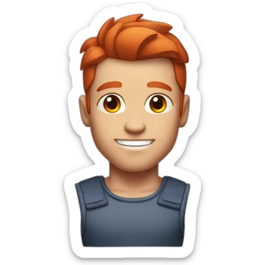 Muscle man blue eyes neat red hair sticker