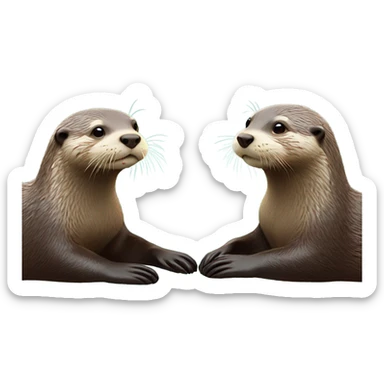 Two Otters making a heart shape with bodies sticker