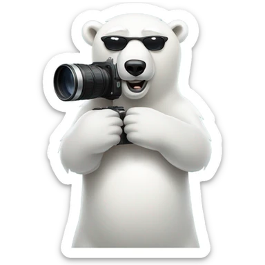 Polar bear with a camera and long lense sticker