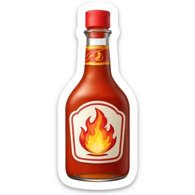 fireball barbecue hot sauce, with flames and a bottle, emoji style sticker