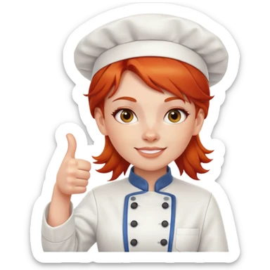 Red headed girl chef giving thumbs up sticker