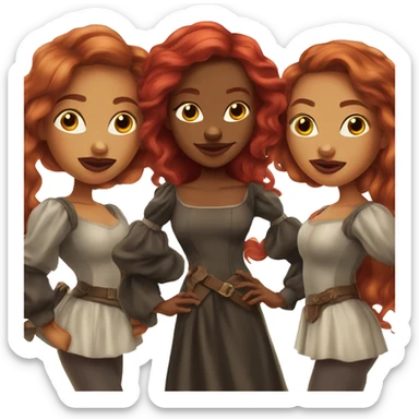 Three Musketeers black woman smooth long red hair big lips sticker