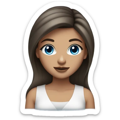 Brunette girl with a blowout, blue eyes, long lashes sticker