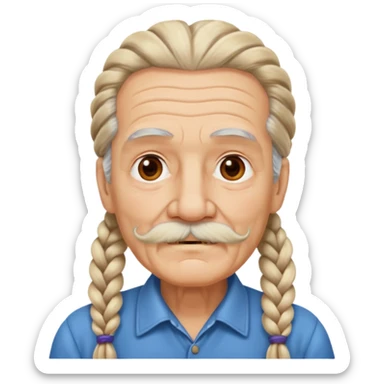 very old,  and mustached, haired, braided, sticker