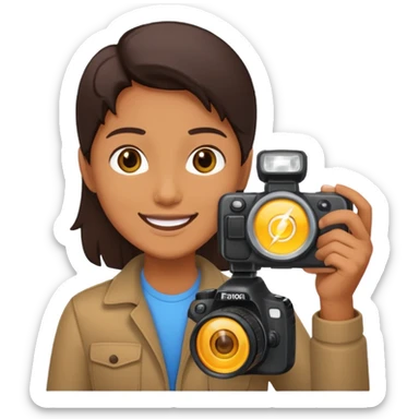 Photographer with flash speedlight,with camera sticker