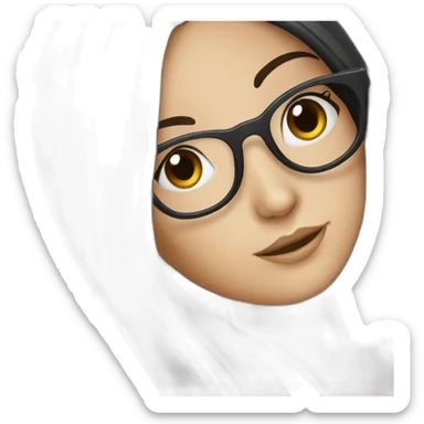 White girl with long straight black hair and glasses sticker