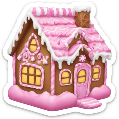 A pink gingerbread house sticker