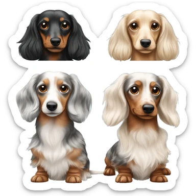 Tri Merle long haired Dachshunds together sticker