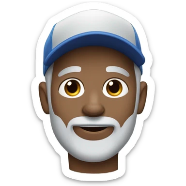 man with blue eyes gray hair gray goatee in ball cap holding black longhair chihuahua  sticker