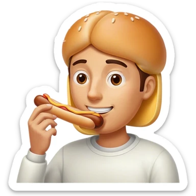 person eating a stick of butter in a hot dog bun sticker