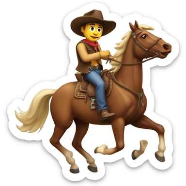 Cowboy riding horse sticker