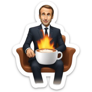 Macron with Zemmour drinking hot chocolate around a fire sticker