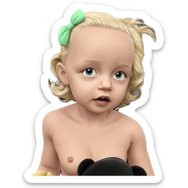blonde girl with stuffed toy sticker