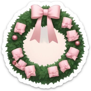 wreath with pale pink bows christmas mood sticker