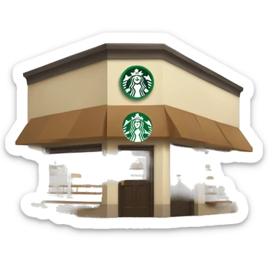 One coffee shop building with one starbucks logo no fonts sticker
