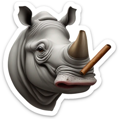 Rhino with a cigar sticker