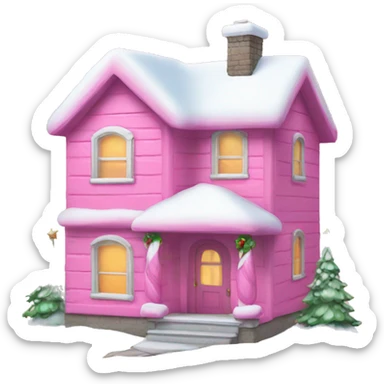 pink christmas house sticker