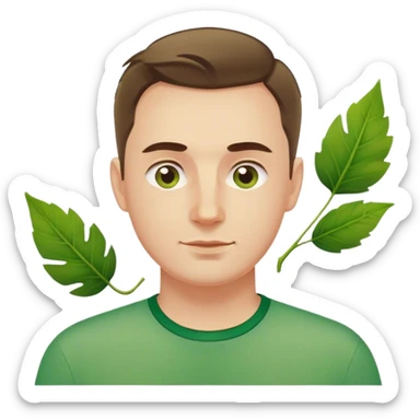 polish man in green shirt leaf sticker
