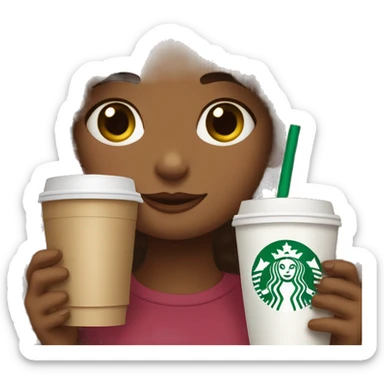 ￼ curly hair girl drinking Starbucks sticker