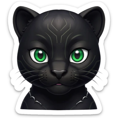 cartoon black panther with a mischievous smirk, exaggerated facial features, clean lines, Twitch emote sticker