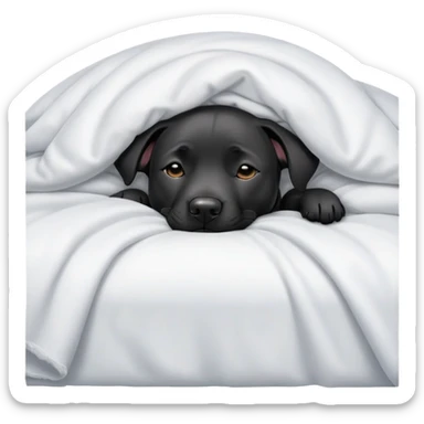 black lab/amstaff dog sleeping under the sheets in bed sticker
