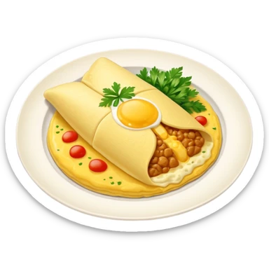 Tasty omurice dish on a big plate  sticker