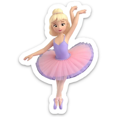 ballerina with blonde hair and white skin, elegant pose, detailed tutu, graceful expression, 3D style sticker
